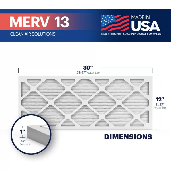 BNX TruFilter 18x20x1 Air Filter MERV 13 4Pack  MADE IN USA  Electrostatic Pleated Air Conditioner HVAC AC Furnace Filters for Allergies Pollen Mold Bacteria Smoke Allergen MPR 1900 FPR 1012x30x1 4Pack