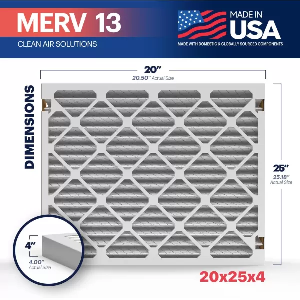 BNX TruFilter 18x20x1 Air Filter MERV 13 4Pack  MADE IN USA  Electrostatic Pleated Air Conditioner HVAC AC Furnace Filters for Allergies Pollen Mold Bacteria Smoke Allergen MPR 1900 FPR 1020x25x4 2Pack AprilAire Compatible