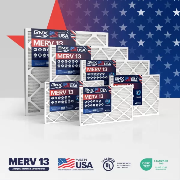 BNX TruFilter 18x20x1 Air Filter MERV 13 4Pack  MADE IN USA  Electrostatic Pleated Air Conditioner HVAC AC Furnace Filters for Allergies Pollen Mold Bacteria Smoke Allergen MPR 1900 FPR 1016x30x1 4Pack