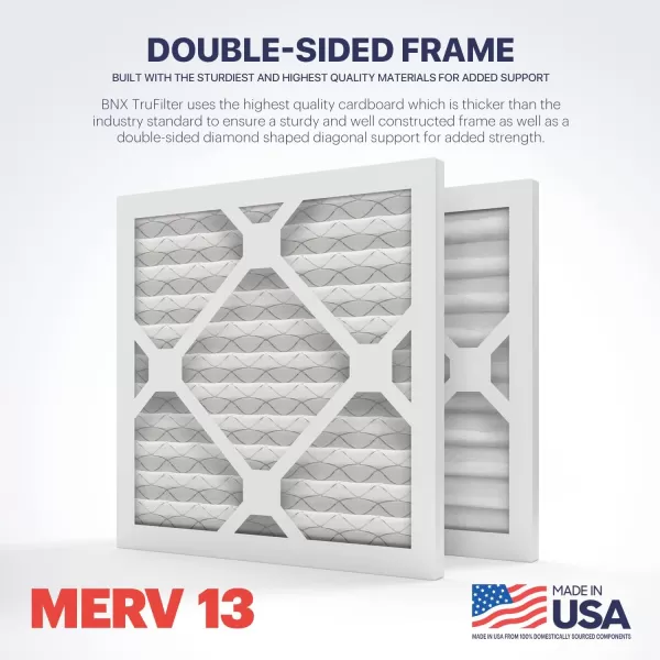 BNX TruFilter 18x20x1 Air Filter MERV 13 4Pack  MADE IN USA  Electrostatic Pleated Air Conditioner HVAC AC Furnace Filters for Allergies Pollen Mold Bacteria Smoke Allergen MPR 1900 FPR 1010x10x1 6Pack