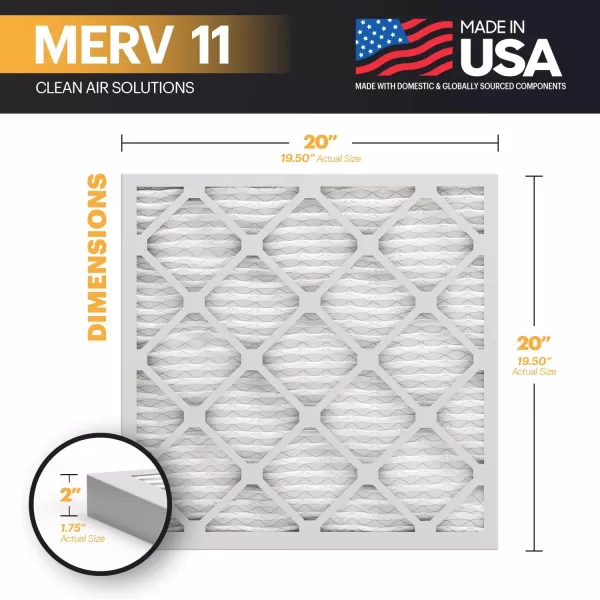 BNX TruFilter 20x22x1 Air Filter MERV 11 6Pack  MADE IN USA  Allergen Defense Electrostatic Pleated Air Conditioner HVAC AC Furnace Filters for Allergies Dust Pet Smoke Allergy MPR 1200 FPR 720x20x2 4Pack