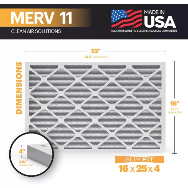 BNX TruFilter 20x22x1 Air Filter MERV 11 6Pack  MADE IN USA  Allergen Defense Electrostatic Pleated Air Conditioner HVAC AC Furnace Filters for Allergies Dust Pet Smoke Allergy MPR 1200 FPR 716x25x4 2Pack Slim Fit