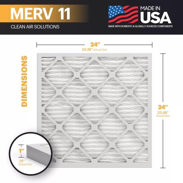 BNX TruFilter 20x22x1 Air Filter MERV 11 6Pack  MADE IN USA  Allergen Defense Electrostatic Pleated Air Conditioner HVAC AC Furnace Filters for Allergies Dust Pet Smoke Allergy MPR 1200 FPR 724x24x1 4Pack