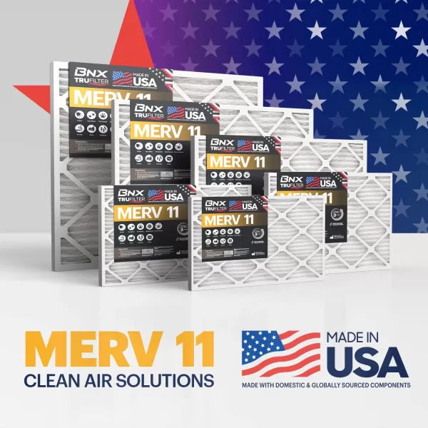 BNX TruFilter 20x22x1 Air Filter MERV 11 6Pack  MADE IN USA  Allergen Defense Electrostatic Pleated Air Conditioner HVAC AC Furnace Filters for Allergies Dust Pet Smoke Allergy MPR 1200 FPR 720x24x1 6Pack