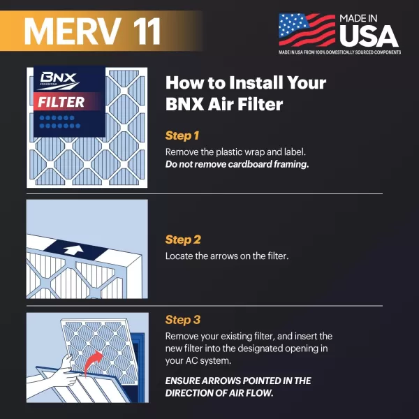 BNX TruFilter 20x22x1 Air Filter MERV 11 6Pack  MADE IN USA  Allergen Defense Electrostatic Pleated Air Conditioner HVAC AC Furnace Filters for Allergies Dust Pet Smoke Allergy MPR 1200 FPR 714x25x1 4Pack