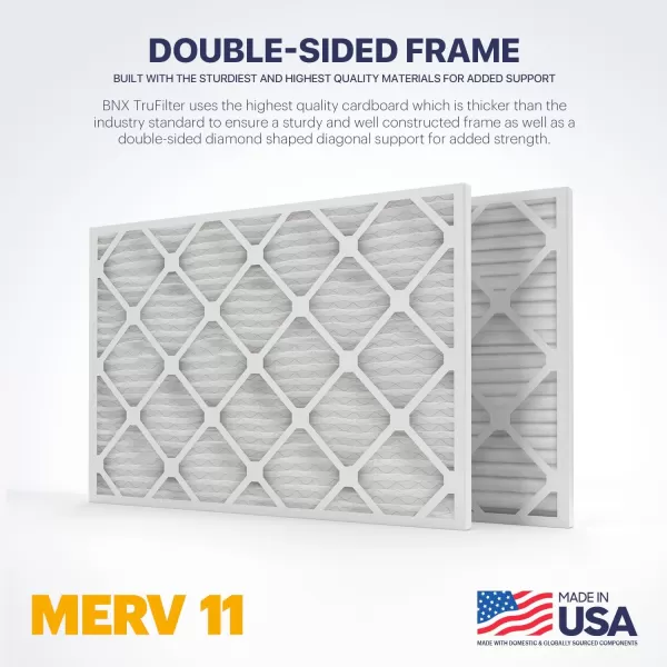 BNX TruFilter 20x22x1 Air Filter MERV 11 6Pack  MADE IN USA  Allergen Defense Electrostatic Pleated Air Conditioner HVAC AC Furnace Filters for Allergies Dust Pet Smoke Allergy MPR 1200 FPR 720x24x2 4Pack