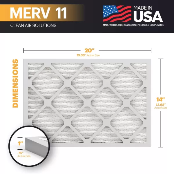 BNX TruFilter 20x22x1 Air Filter MERV 11 6Pack  MADE IN USA  Allergen Defense Electrostatic Pleated Air Conditioner HVAC AC Furnace Filters for Allergies Dust Pet Smoke Allergy MPR 1200 FPR 714x20x1 6Pack