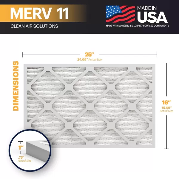 BNX TruFilter 20x22x1 Air Filter MERV 11 6Pack  MADE IN USA  Allergen Defense Electrostatic Pleated Air Conditioner HVAC AC Furnace Filters for Allergies Dust Pet Smoke Allergy MPR 1200 FPR 716x25x1 2Pack