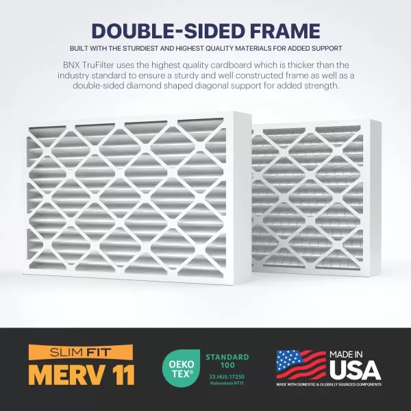 BNX TruFilter 20x22x1 Air Filter MERV 11 6Pack  MADE IN USA  Allergen Defense Electrostatic Pleated Air Conditioner HVAC AC Furnace Filters for Allergies Dust Pet Smoke Allergy MPR 1200 FPR 716x25x4 2Pack Slim Fit