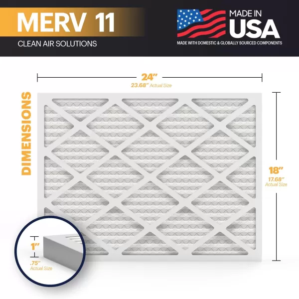 BNX TruFilter 20x22x1 Air Filter MERV 11 6Pack  MADE IN USA  Allergen Defense Electrostatic Pleated Air Conditioner HVAC AC Furnace Filters for Allergies Dust Pet Smoke Allergy MPR 1200 FPR 718x24x1 6Pack