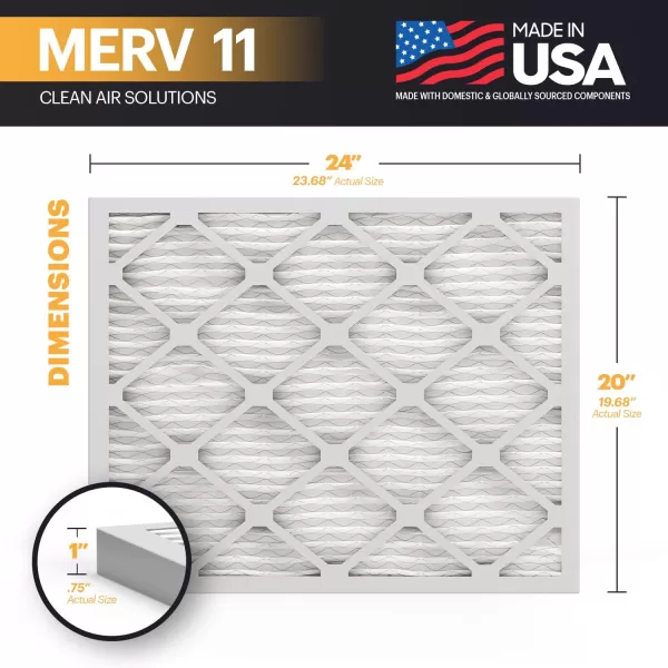BNX TruFilter 20x22x1 Air Filter MERV 11 6Pack  MADE IN USA  Allergen Defense Electrostatic Pleated Air Conditioner HVAC AC Furnace Filters for Allergies Dust Pet Smoke Allergy MPR 1200 FPR 720x24x1 6Pack