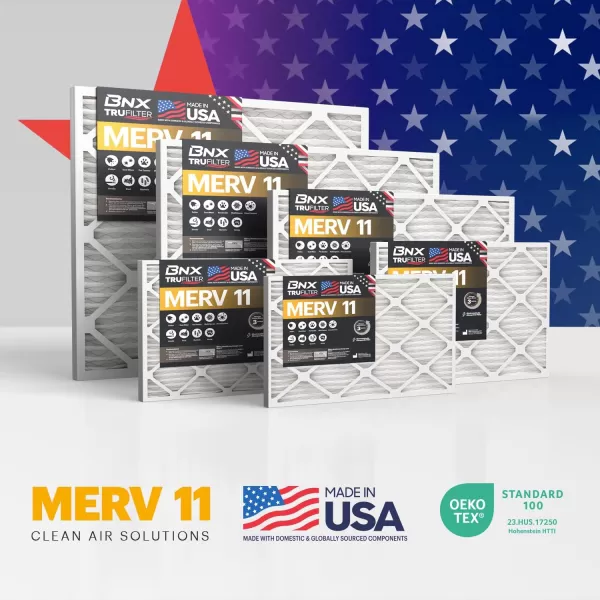 BNX TruFilter 20x22x1 Air Filter MERV 11 6Pack  MADE IN USA  Allergen Defense Electrostatic Pleated Air Conditioner HVAC AC Furnace Filters for Allergies Dust Pet Smoke Allergy MPR 1200 FPR 716x24x1 6Pack