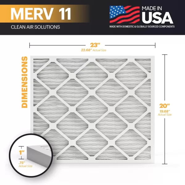 BNX TruFilter 20x22x1 Air Filter MERV 11 6Pack  MADE IN USA  Allergen Defense Electrostatic Pleated Air Conditioner HVAC AC Furnace Filters for Allergies Dust Pet Smoke Allergy MPR 1200 FPR 720x23x1 2Pack