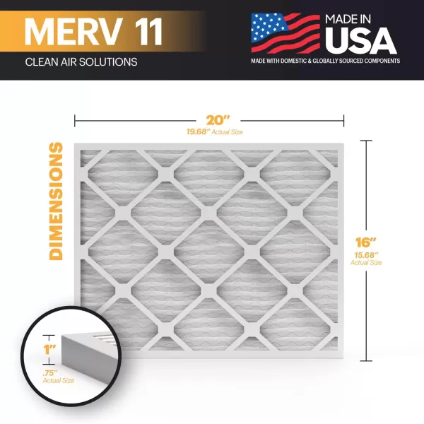 BNX TruFilter 20x22x1 Air Filter MERV 11 6Pack  MADE IN USA  Allergen Defense Electrostatic Pleated Air Conditioner HVAC AC Furnace Filters for Allergies Dust Pet Smoke Allergy MPR 1200 FPR 716x20x1 6pack