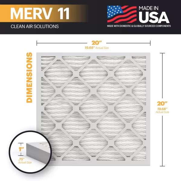 BNX TruFilter 20x22x1 Air Filter MERV 11 6Pack  MADE IN USA  Allergen Defense Electrostatic Pleated Air Conditioner HVAC AC Furnace Filters for Allergies Dust Pet Smoke Allergy MPR 1200 FPR 720x20x1 2Pack