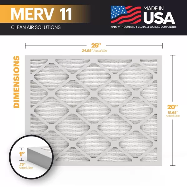 BNX TruFilter 20x22x1 Air Filter MERV 11 6Pack  MADE IN USA  Allergen Defense Electrostatic Pleated Air Conditioner HVAC AC Furnace Filters for Allergies Dust Pet Smoke Allergy MPR 1200 FPR 720x25x1 2Pack