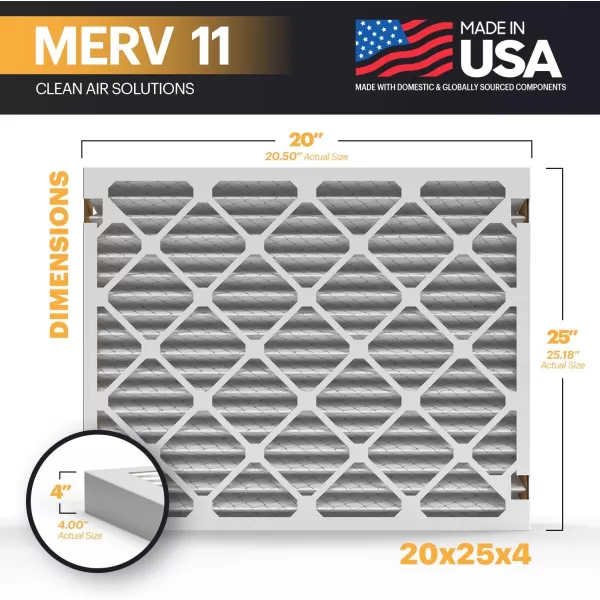 BNX TruFilter 20x22x1 Air Filter MERV 11 6Pack  MADE IN USA  Allergen Defense Electrostatic Pleated Air Conditioner HVAC AC Furnace Filters for Allergies Dust Pet Smoke Allergy MPR 1200 FPR 720x25x4 2Pack AprilAire Compatible