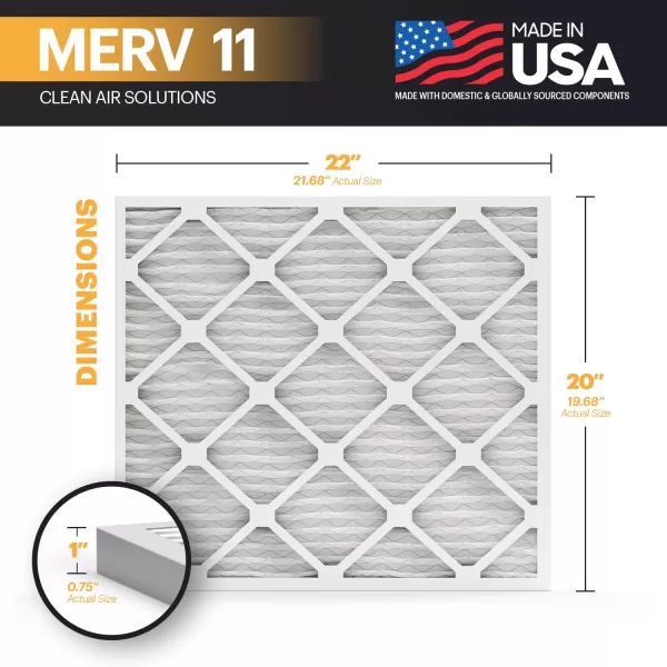BNX TruFilter 20x22x1 Air Filter MERV 11 6Pack  MADE IN USA  Allergen Defense Electrostatic Pleated Air Conditioner HVAC AC Furnace Filters for Allergies Dust Pet Smoke Allergy MPR 1200 FPR 720x22x1 6pack