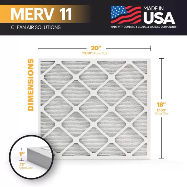 BNX TruFilter 20x22x1 Air Filter MERV 11 6Pack  MADE IN USA  Allergen Defense Electrostatic Pleated Air Conditioner HVAC AC Furnace Filters for Allergies Dust Pet Smoke Allergy MPR 1200 FPR 718x20x1 4Pack
