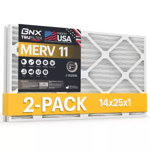BNX TruFilter 20x22x1 Air Filter MERV 11 6Pack  MADE IN USA  Allergen Defense Electrostatic Pleated Air Conditioner HVAC AC Furnace Filters for Allergies Dust Pet Smoke Allergy MPR 1200 FPR 714x25x1 2Pack