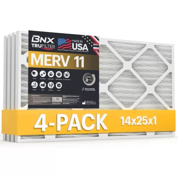 BNX TruFilter 20x22x1 Air Filter MERV 11 6Pack  MADE IN USA  Allergen Defense Electrostatic Pleated Air Conditioner HVAC AC Furnace Filters for Allergies Dust Pet Smoke Allergy MPR 1200 FPR 714x25x1 4Pack
