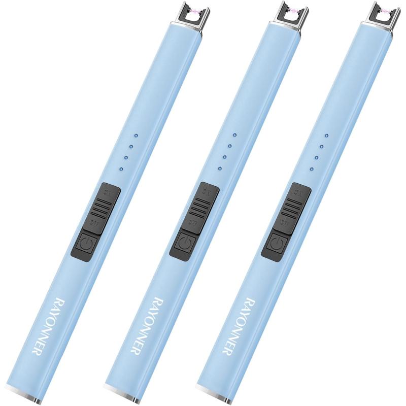 imageRAYONNER Lighter Electric Lighter Candle Lighter USB Lighter with Safety Switch Rechargeable Flameless PlasmaBlue3