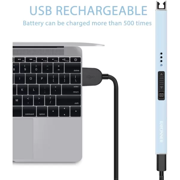imageRAYONNER Lighter Electric Lighter Candle Lighter USB Lighter with Safety Switch Rechargeable Flameless Plasma GreenampampBlue GradientSierra Blue Packs of 2Sierra Blue2