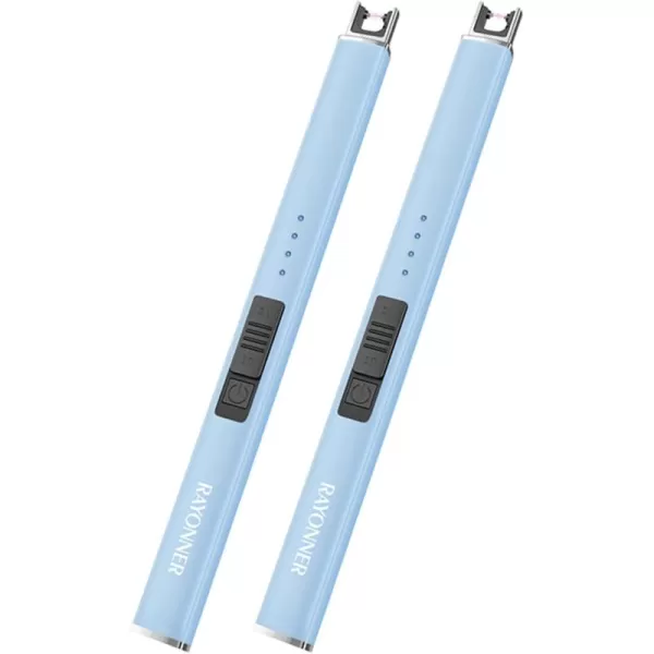 imageRAYONNER Lighter Electric Lighter Candle Lighter USB Lighter with Safety Switch Rechargeable Flameless Plasma GreenampampBlue GradientSierra Blue Packs of 2Sierra Blue2