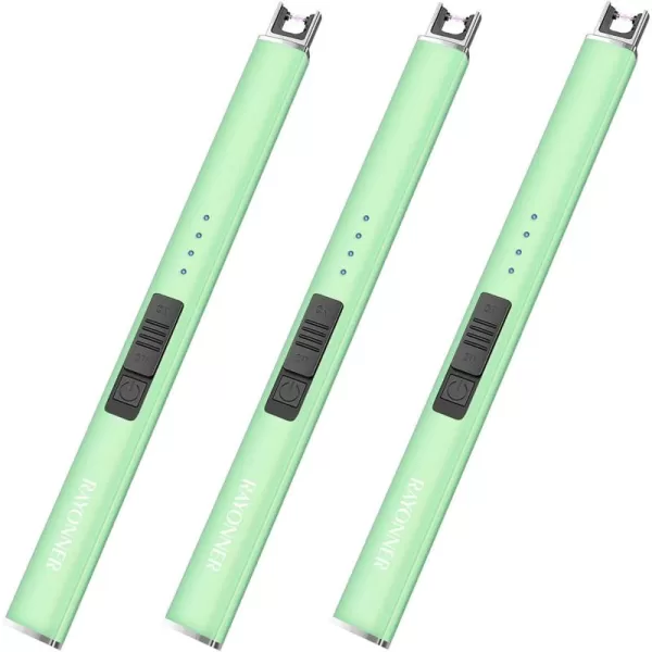 imageRAYONNER Lighter Electric Lighter Candle Lighter USB Lighter with Safety Switch Rechargeable Flameless PlasmaGreen3