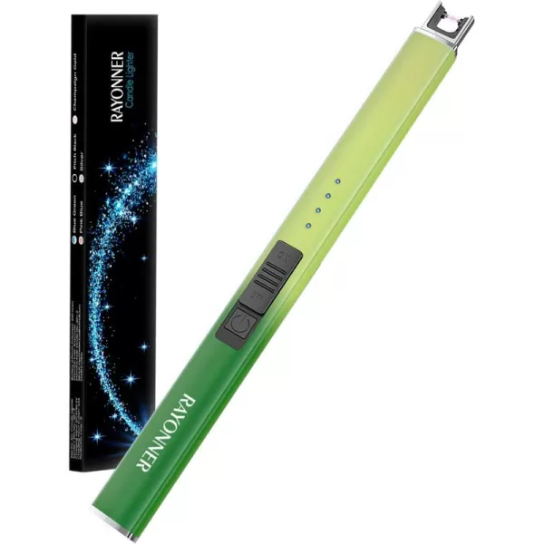 imageRAYONNER Lighter Electric Lighter Candle Lighter USB Lighter with Safety Switch Rechargeable Flameless PlasmaGreenYellow Gradient