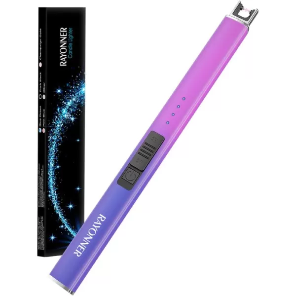 imageRAYONNER Lighter Electric Lighter Candle Lighter USB Lighter with Safety Switch Rechargeable Flameless PlasmaPinkViolet Gradient