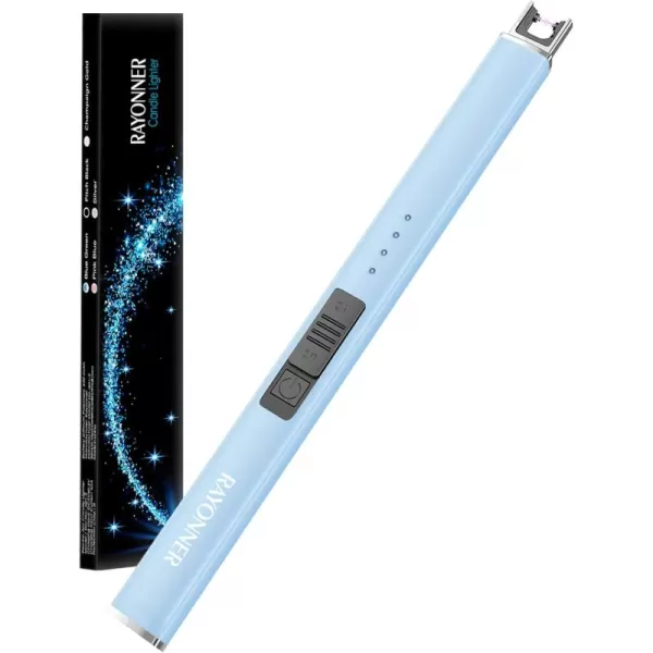 imageRAYONNER Lighter Electric Lighter Candle Lighter USB Lighter with Safety Switch Rechargeable Flameless PlasmaSierra Blue
