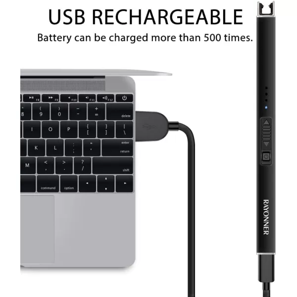 imageRAYONNER Candle Lighter Lighter Electric Candle Lighter Stocking Stuffers for Adults Women Men Wife Sister Friend Birthday Gifts for Women Mom Rechargeable USB Lighter Arc Flameless LightersBlackblack