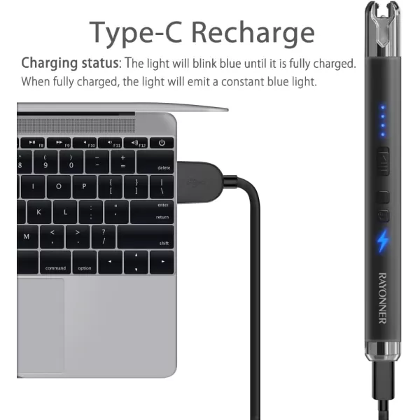 imageRAYONNER Lighter Electric Candle Lighter Rechargeable USB ARC Lighter 1 Pack  BlueGreen Gradient1 Pack  Grey
