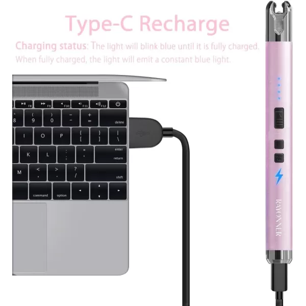 imageRAYONNER Lighter Electric Candle Lighter Rechargeable USB ARC Lighter 1 Pack  BlueGreen Gradient1 Pack  Pink