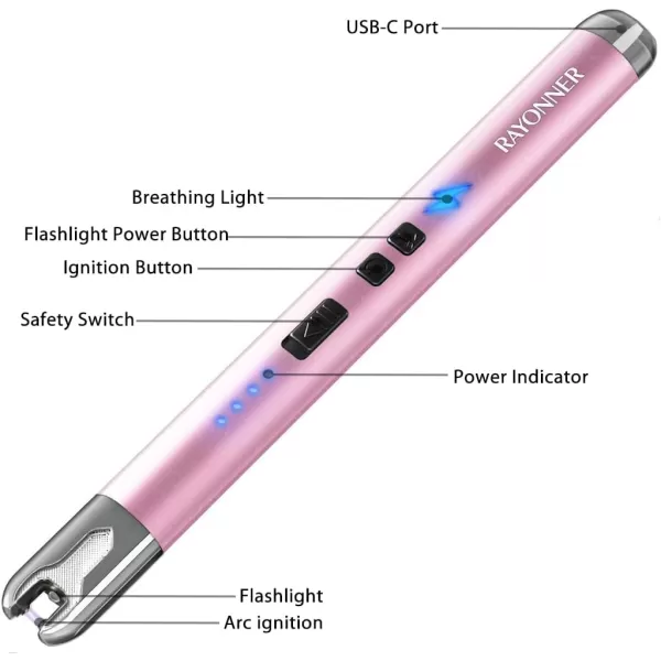 imageRAYONNER Lighter Electric Candle Lighter Rechargeable USB ARC Lighter 1 Pack  BlueGreen Gradient1 Pack  Pink