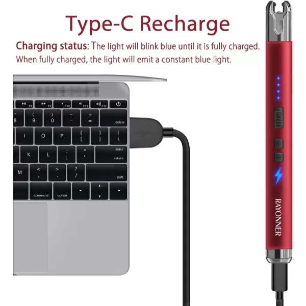 imageRAYONNER Lighter Electric Candle Lighter Rechargeable USB ARC Lighter 1 Pack  BlueGreen Gradient1 Pack  Red