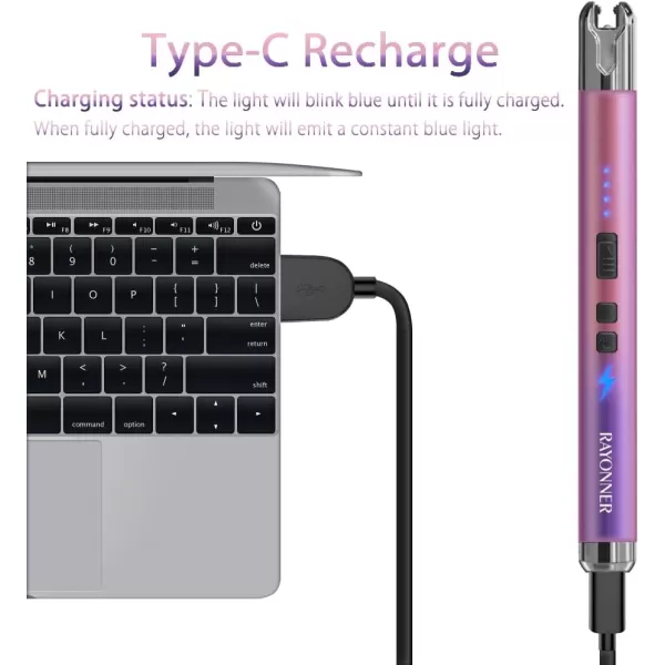 imageRAYONNER Lighter Electric Candle Lighter Rechargeable USB ARC Lighter 1 Pack  PinkPurple Gradient1 Pack  PinkPurple Gradient