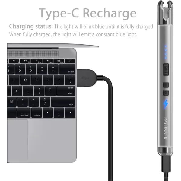 imageRAYONNER Lighter Electric Candle Lighter Rechargeable USB ARC Lighter 1 Pack  PinkPurple Gradient1 Pack  Silver