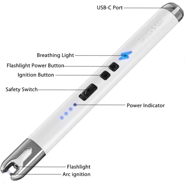 imageRAYONNER Lighter Electric Candle Lighter Rechargeable USB ARC Lighter 1 Pack  PinkPurple Gradient1 Pack  White