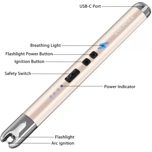 imageRAYONNER Lighter Electric Candle Lighter Rechargeable USB ARC Lighter 1 Pack  PinkPurple Gradient2 Pack  Champagne Gold