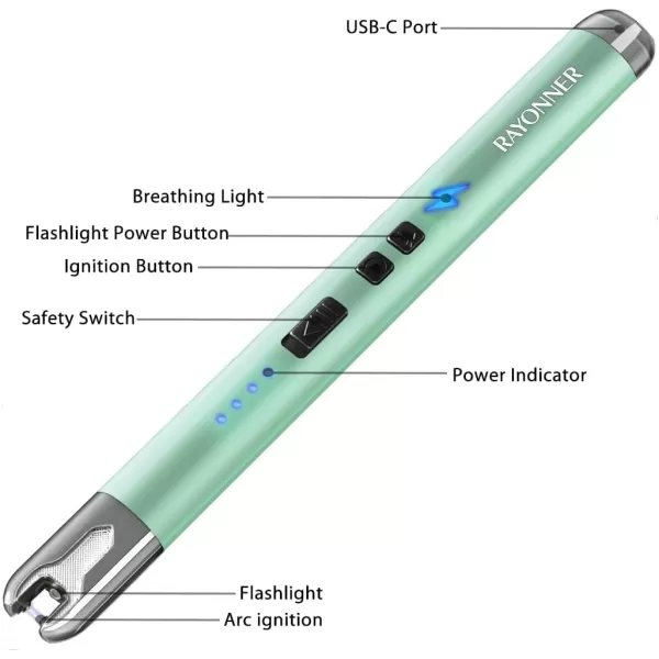 imageRAYONNER Lighter Electric Candle Lighter Rechargeable USB ARC Lighter 1 Pack  PinkPurple Gradient3 Pack  Green