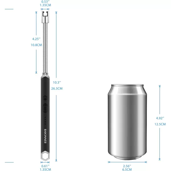 imageRAYONNER Lighter Electric Candle Lighter Rechargeable USB Lighter Long Flexible Neck BlueBlackblack