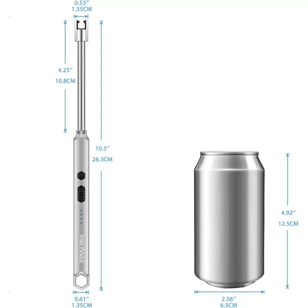imageRAYONNER Lighter Electric Candle Lighter Rechargeable USB Lighter Long Flexible Neck BlueBlacksilver