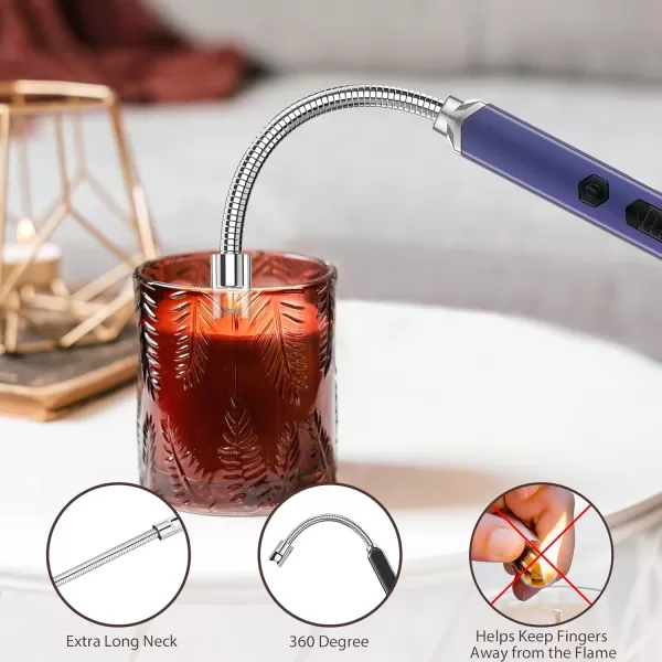 imageRAYONNER Lighter Electric Candle Lighter Rechargeable USB Lighter Long Flexible Neck BlueBluepinkPurple Gradient