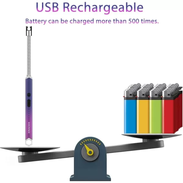 imageRAYONNER Lighter Electric Candle Lighter Rechargeable USB Lighter Long Flexible Neck BlueBluepinkPurple Gradient