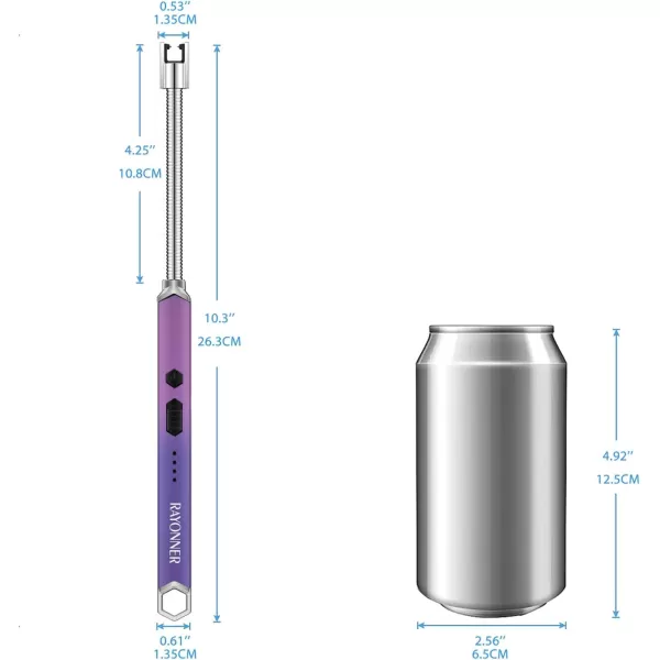imageRAYONNER Lighter Electric Candle Lighter Rechargeable USB Lighter Long Flexible Neck BlueBluepinkPurple Gradient