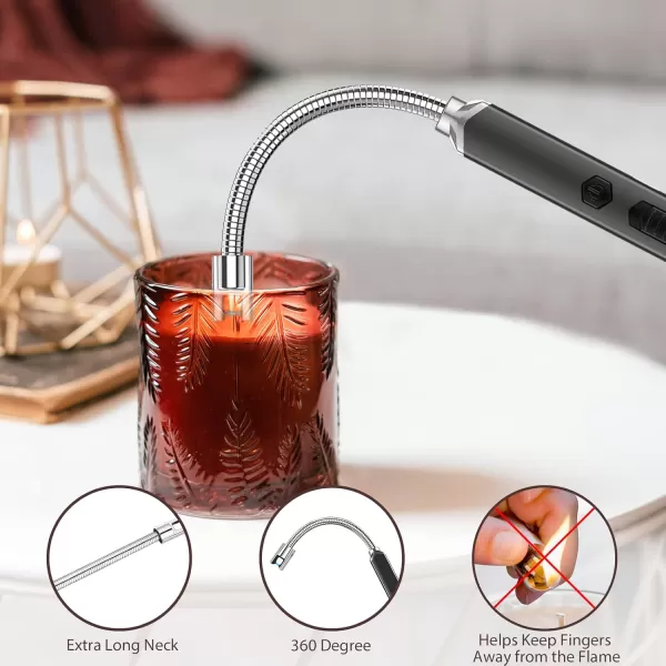 imageRAYONNER Lighter Electric Candle Lighter Rechargeable USB Lighter Long Flexible Neck BlueGray