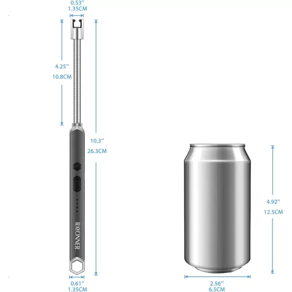 imageRAYONNER Lighter Electric Candle Lighter Rechargeable USB Lighter Long Flexible Neck BlueGray