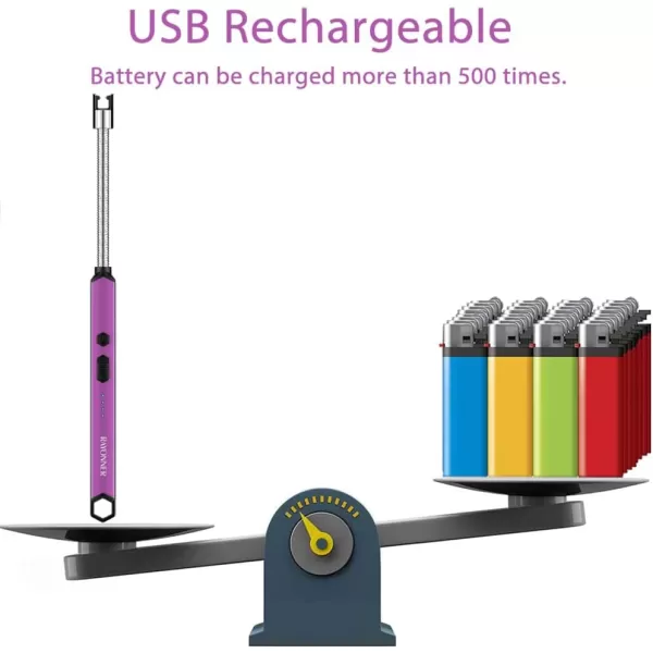 imageRAYONNER Lighter Electric Candle Lighter Rechargeable USB Lighter Long Flexible Neck BluePink